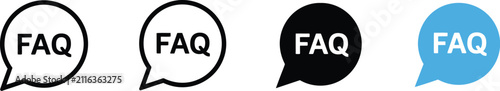 Fotografía FAQ Chat Icon Set featuring frequently asked questions, help center, customer support, answer bubbles, online assistance, information service, and editable vector interface symbols