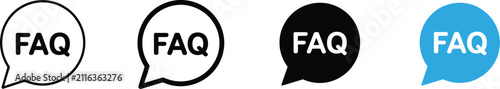 Fotografía FAQ Chat Icon Set featuring frequently asked questions, help center, customer support, answer bubbles, online assistance, information service, and editable vector interface symbols