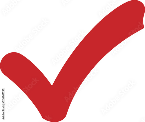 Red Check Mark Symbol Isolated on White Background