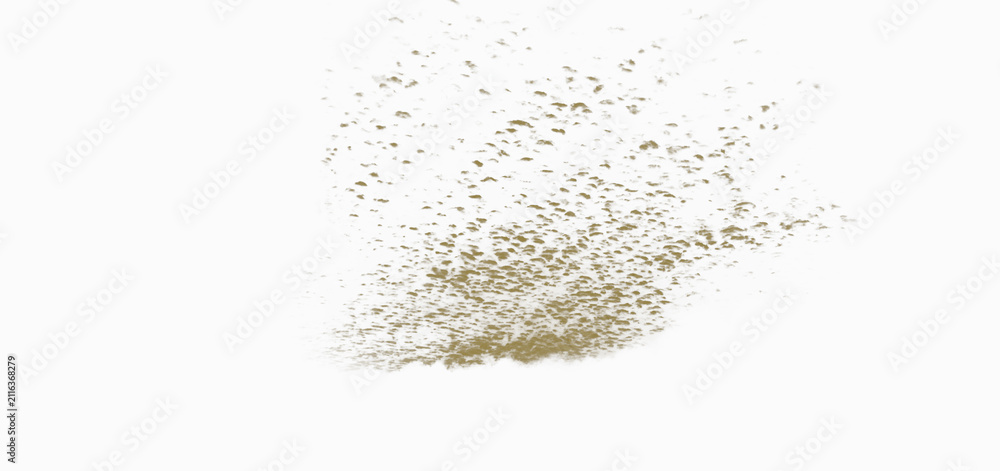 Fototapeta premium A golden sand splash isolated on a clean white background.