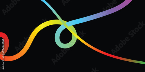 Modern abstract vector background featuring colorful gradient flowing ribbon wave lines on a black background. Perfect for business presentations, branding, banners, wallpapers, web design, posters, s