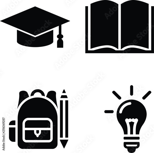 Education icon vector collection representing school and learning