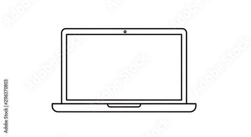 Simple black outline icon of a laptop computer isolated on transparent background