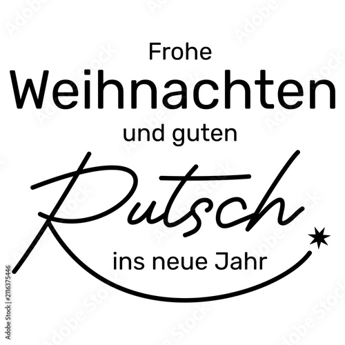 Frohe Weihnachten und einen guten Rutsch, Kartentext für Weihnachtskarte, schwarz, deutscher Text Wolke Vektor Illustration