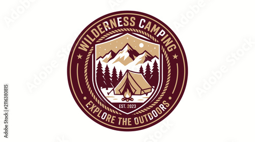 Wilderness Camping Explore the Outdoors Vintage Emblem Design.
