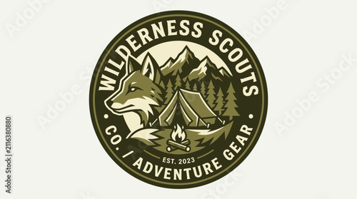 Wilderness Scouts Adventure Gear Fox Camping Logo.