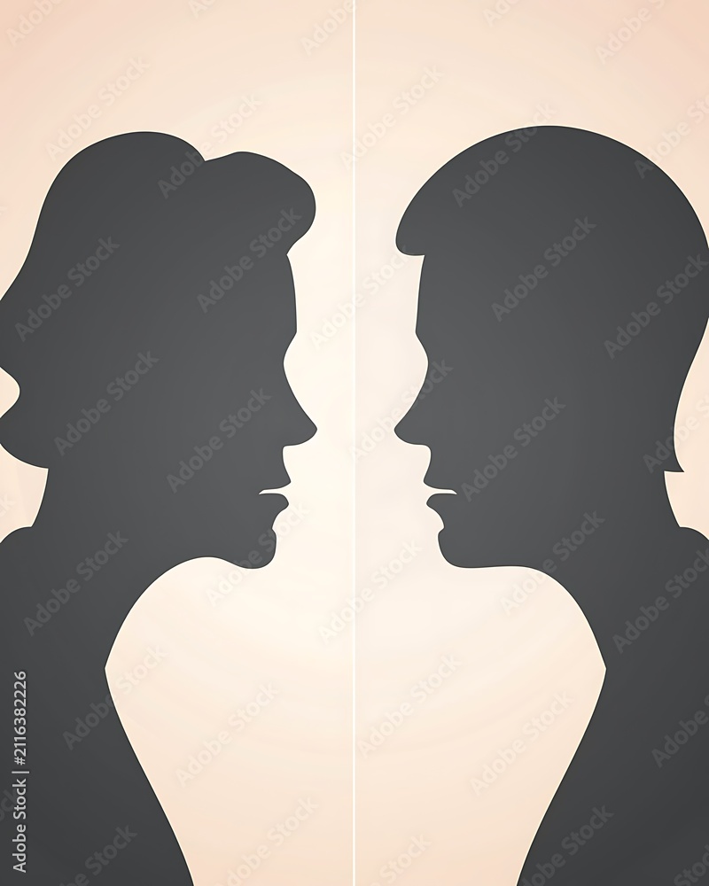 Fototapeta premium Male and Female Profile Silhouettes