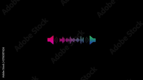 Animated Audio Sound Waveform with Dual Speakers, Voice Recording and Music Equalizer Motion Graphic 4K Dark Background