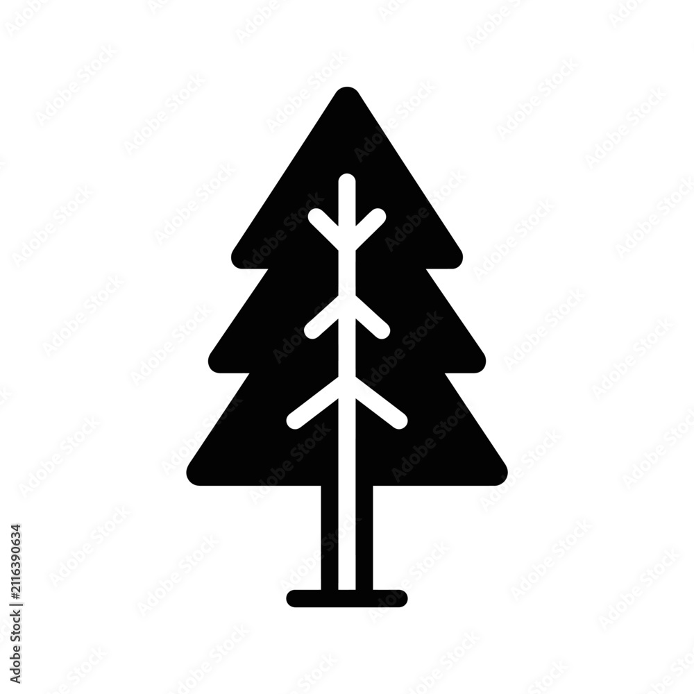 Fototapeta premium Stylized coniferous tree icon.