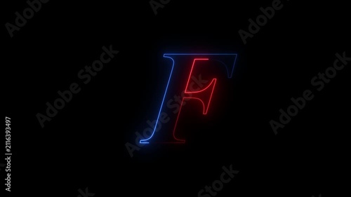 Glowing Red and Blue Neon Letter F Animation, Modern Animated Typography Motion Graphic Loop for Title Sequence 4K