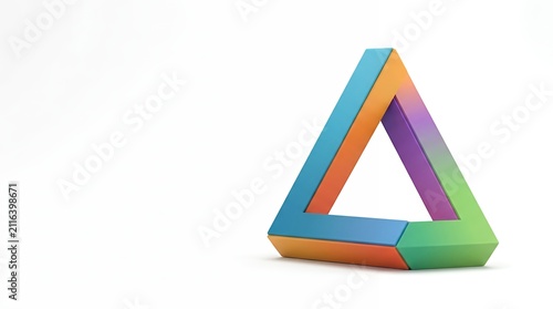 A colorful delta letter 3D impossible sign for symbol template on white background representing innovation and creative design concepts. colorful delta letter 3d impossible sign symbol template white