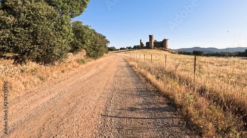 Via de la Plata - ruins of castillo de las Torres castle after El Real de la Jara, province of Seville, Andalusia, Spain
