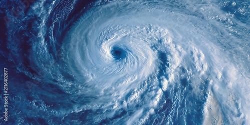 Принти на полотні Dramatic Aerial View of Powerful Hurricane Swirling