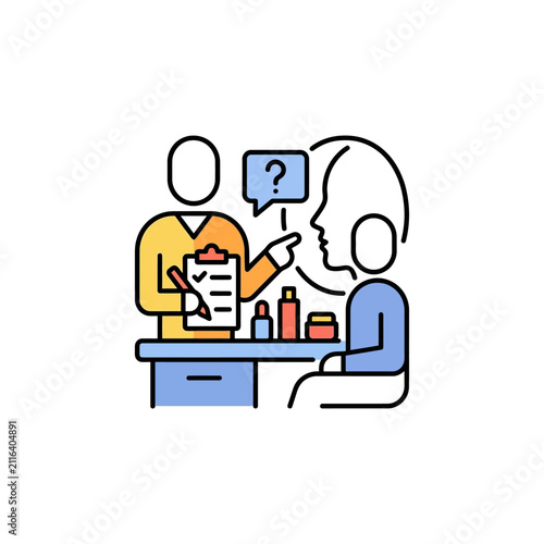 Skincare consultation with professional dermatologist illustration.