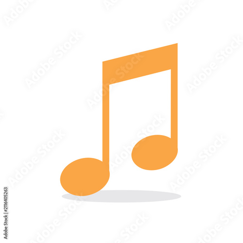 Simple Orange Musical Note Icon Beamed Eighth Note Isolated on White Background for Design Projects