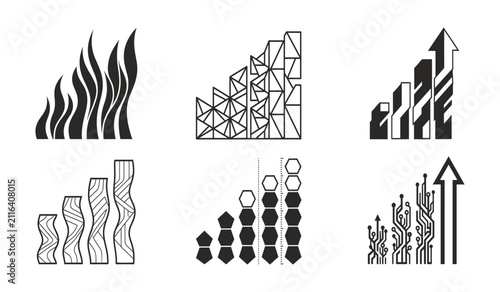 Collection of creative business graph concepts and growth indicators