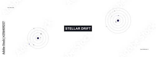Minimalist Planetary Orbit Graphic Illustration Featuring Celestial Orbital Mechanics and Scientific Space Exploration Symbols