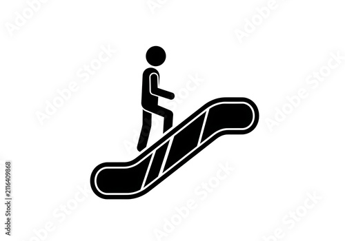 Person riding up on an escalator icon