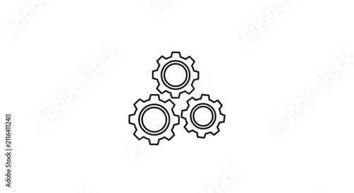 Three interlocking gears representing teamwork and mechanical systems.