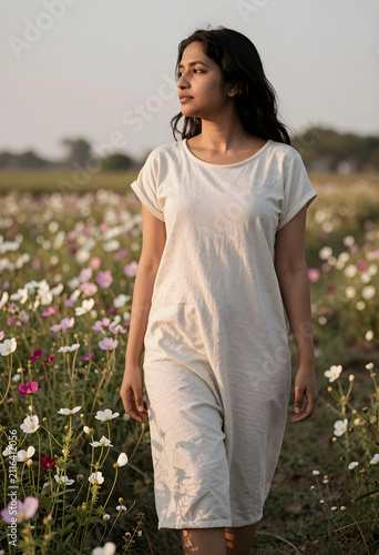 Young indian woman walking ...