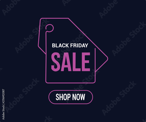 Neon Pink Black Friday Sale Price Tag Banner Template