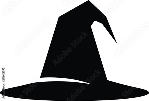 Silhouette vector witch hat for spooky seasonal holiday party graphic design