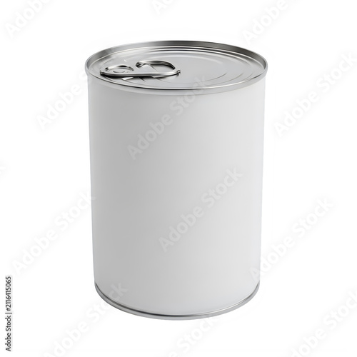 White Tin Can with Pull-Tab Lid Against Black Background 9dd5 955bfff5