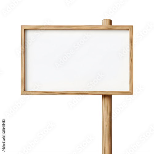 Wooden Framed Blank White Sign on a Wooden Post Isolated on Black billboard signboard