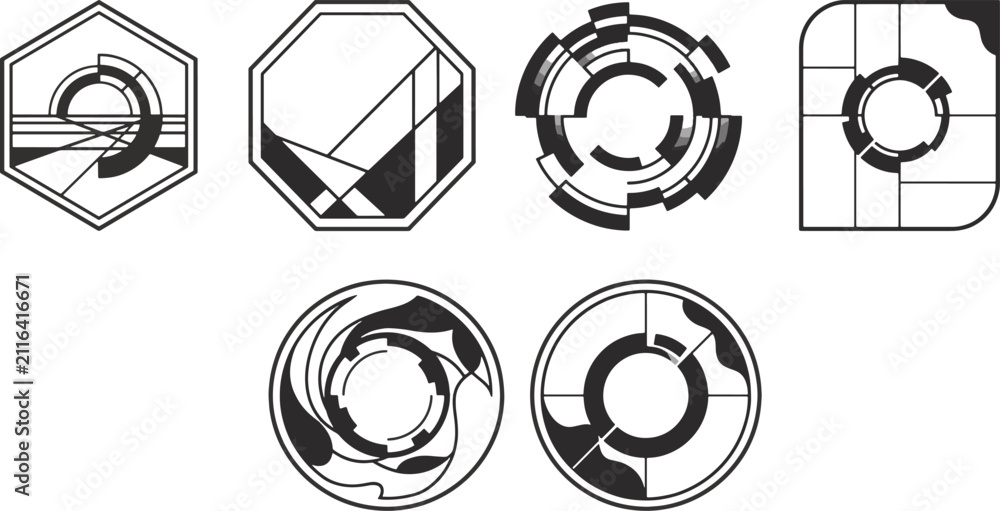 Fototapeta premium Abstract geometric badges, modern symbols and vector design elements collection