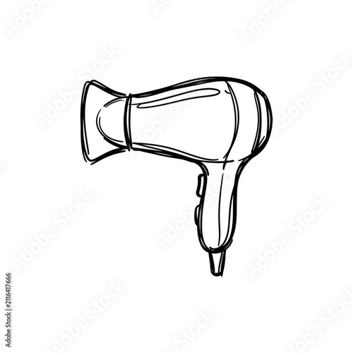 Simple hand-drawn hair dryer beauty appliance sketch.