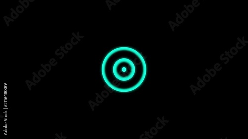 Digital Radio waves frequency signal icon seamless animation. of circular electric wave spreading. Radio wave signal animated on black background. 4k  Video,