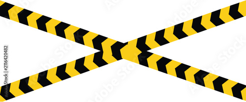 Warning Tape icon. Yellow and black caution stripes for hazard alerts construction areas and restricted zones vector illustration