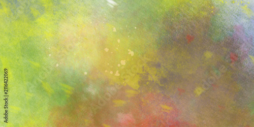 Abstract textured background with a vibrant blend of purple yellow orange and green watercolor brush strokes . Artistic vibrant and colorful wallpaper.Brushed Painted Abstract Background. Brush stroke