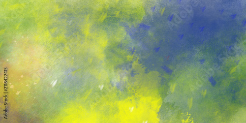 Abstract textured background with a vibrant blend of purple yellow orange and green watercolor brush strokes . Artistic vibrant and colorful wallpaper.Brushed Painted Abstract Background. Brush stroke