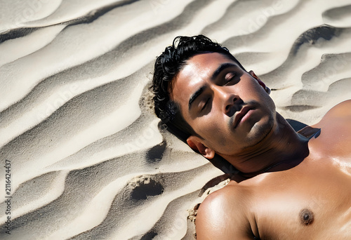 Young man with closed eyes ...