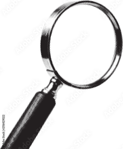 Canvastavla Magnifying glass in halfone style against white background for detailed analysis