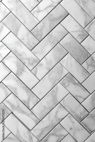 Herringbone Marble Tile Pattern Close Up High Angle Shot for Interior Design and Home Improvement Projects