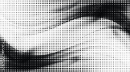 Abstract halftone wavy lines background transparent graphic element in black and white colors, flowing gradient dots texture for modern design projects.