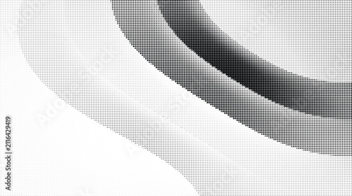 Abstract halftone diagonal lines background transparent graphic element in black and white colors, smooth flowing gradient dots texture for design projects.