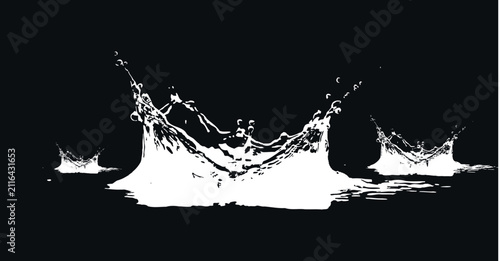 Bild auf Leinwand Water Splash Silhouette Against Black A Fluid Form Illustration