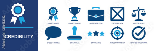 Fotografie Credibility icon set