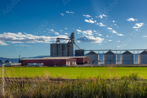 Grain elevator and silos in the San Joaquin Valley, California, USA
