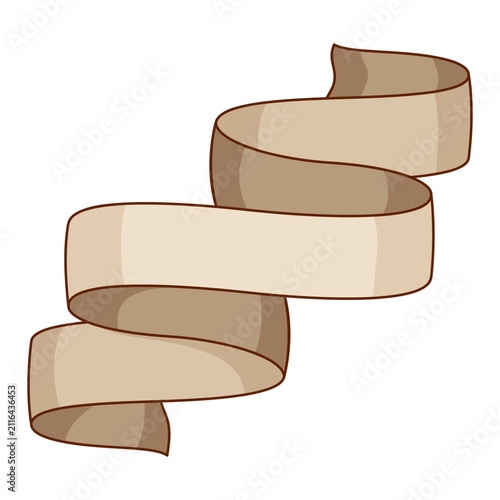 Old graceful scroll ribbon. Decorative paper swirl banner.