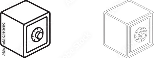 Safe Vault Box Line Art Element: Vector Illustration For Financial Security Logo Design