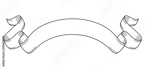 Engraving artistic scroll ribbon. Decorative paper swirl banner.