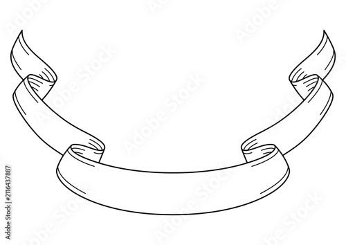 Engraving traditional scroll ribbon. Decorative paper swirl banner.