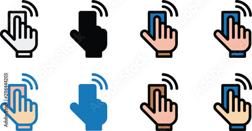 Принти на полотні Wireless keyless entry and smart remote control icon set featuring human hand cl