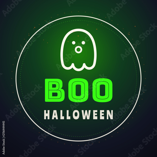 Obraz na plátne Spooky Halloween graphic with ghost and boo text
