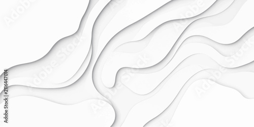 White Abstract Paper Cut Layer Background with Flowing Organic Curves Modern Minimal 3D Vector Design