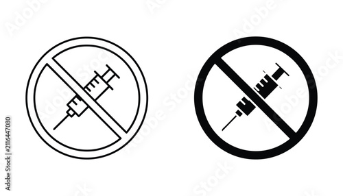 Foto No syringe icon prohibition symbol vector illustration representing medical proh